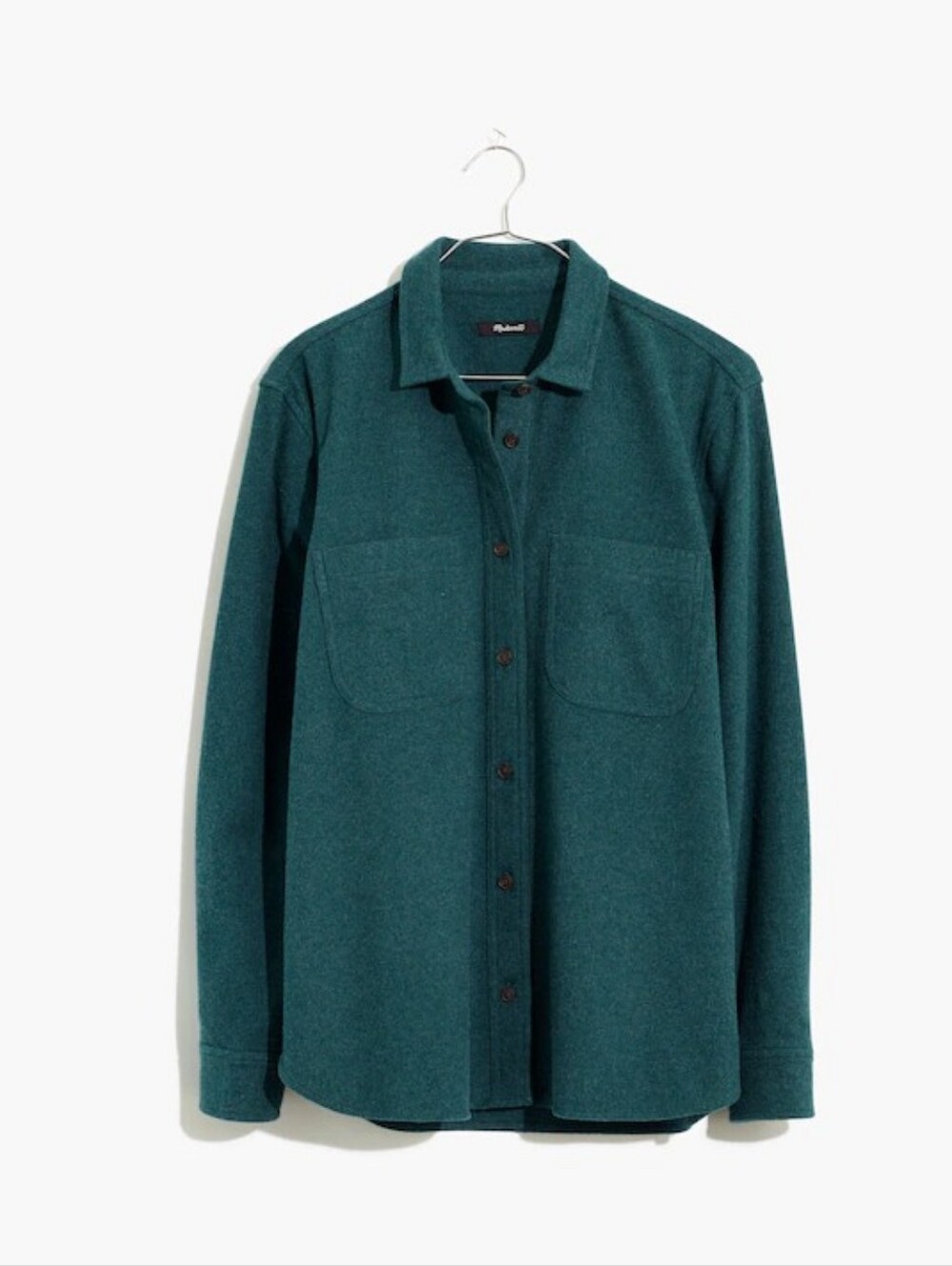 Madewell Flannel Oversized Ex-Boyfriend Swing Cotton Shirt In Midnight Green